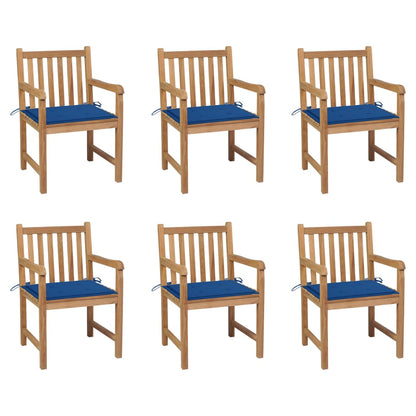 Tuinstoelen Met E Kussens Massief Teakhout 6 koningsblauw