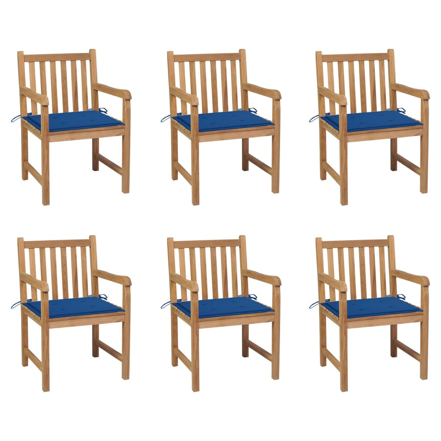 Tuinstoelen Met E Kussens Massief Teakhout 6 koningsblauw