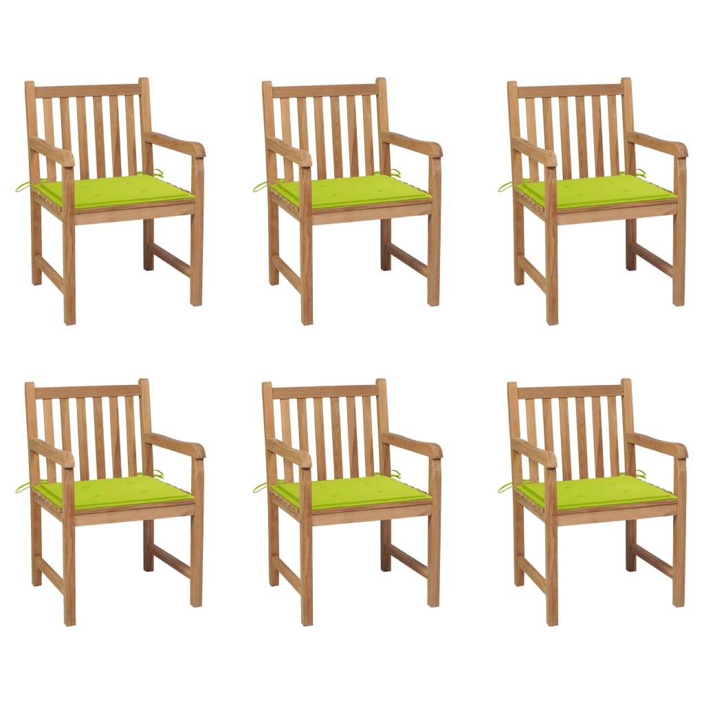Tuinstoelen Met E Kussens Massief Teakhout 6 Heldergroen