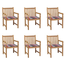 Tuinstoelen 6 St Met Rood Geruite Kussens Massief Teakhout Rood ruitpatroon