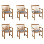 Tuinstoelen 6 st massief teakhout met kussens