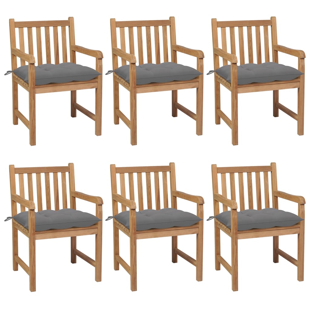 Tuinstoelen Met Grijze Kussens Massief Teakhout 6 Grijs
