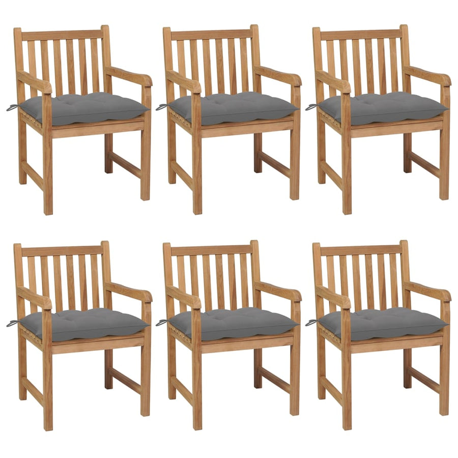 Tuinstoelen Met Grijze Kussens Massief Teakhout 6 Grijs