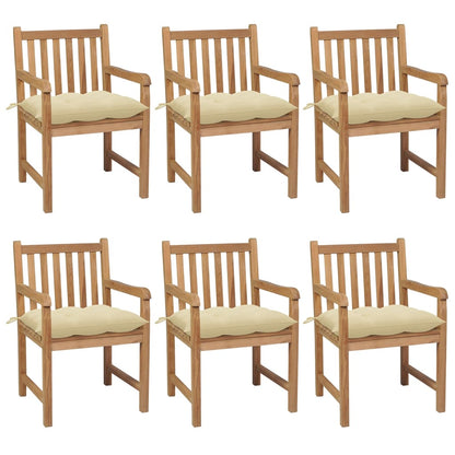 Tuinstoelen Met Witte Kussens Massief Teakhout 6 Crème