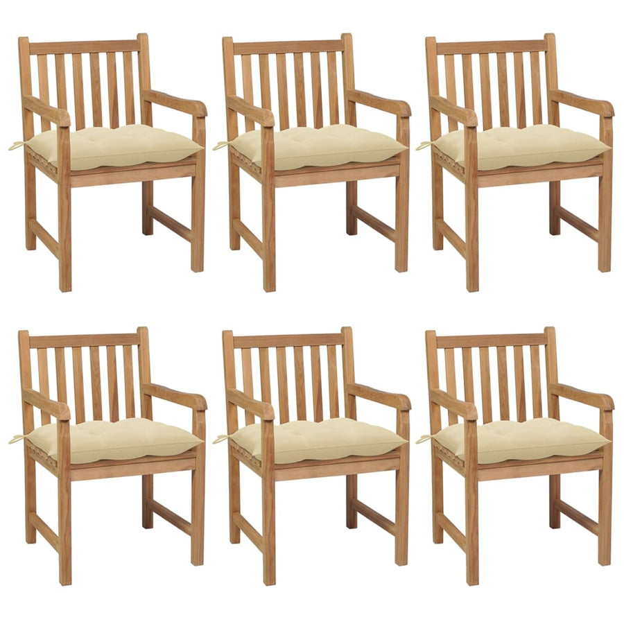 Tuinstoelen Met Witte Kussens Massief Teakhout 6 Crème