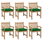 Tuinstoelen massief teakhout groen 6 stuks