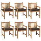 Tuinstoelen 6 st massief teakhout met taupe kussens