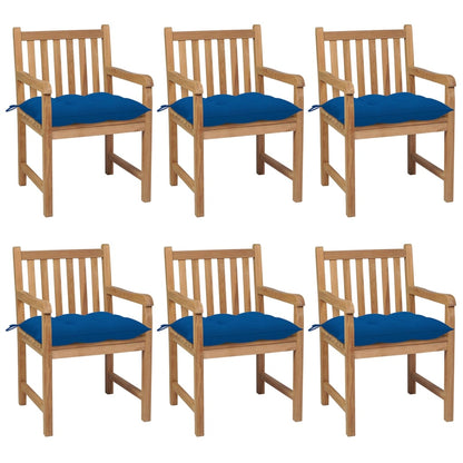 Tuinstoelen Met E Kussens Massief Teakhout 6 Blauw