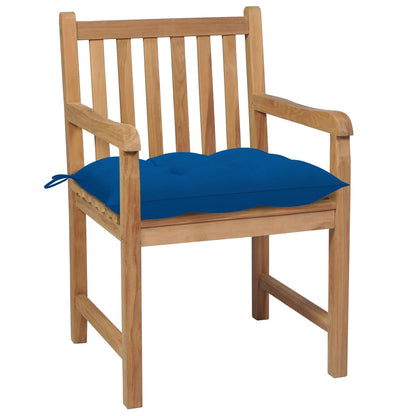 Tuinstoelen Met E Kussens Massief Teakhout 6 Blauw