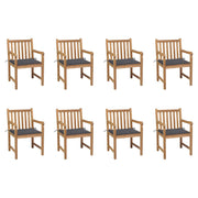 Tuinstoelen 8 st massief teakhout antraciet kussens