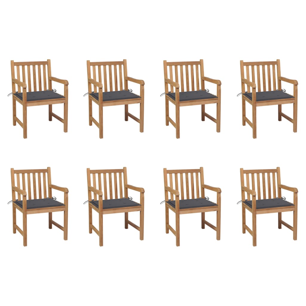 Tuinstoelen 8 St Met Antracietkleurige Kussens Massief Teakhout
