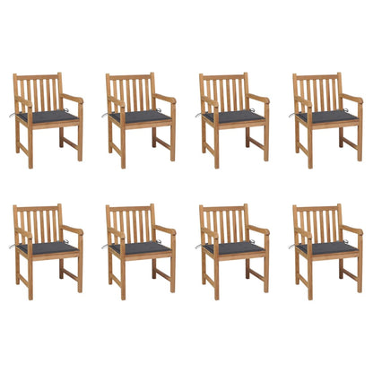 Tuinstoelen 8 St Met Antracietkleurige Kussens Massief Teakhout