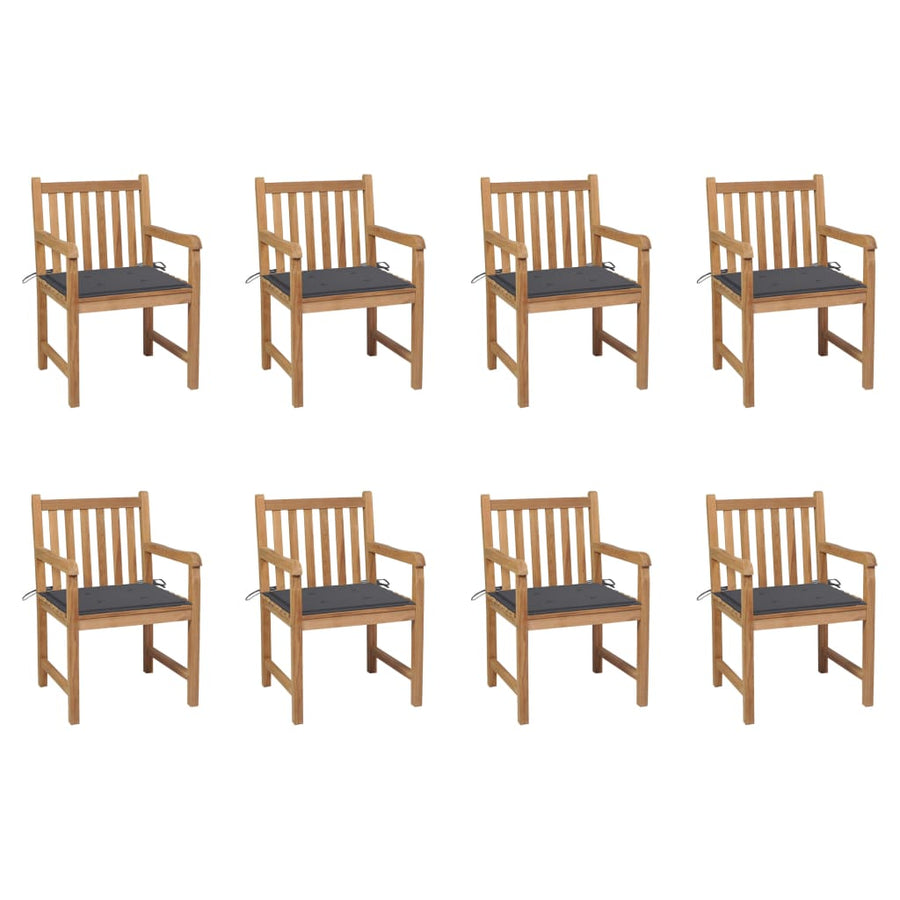 Tuinstoelen 8 St Met Antracietkleurige Kussens Massief Teakhout