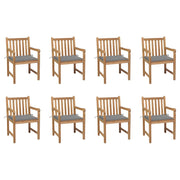 Tuinstoelen 8 st massief teakhout grijs
