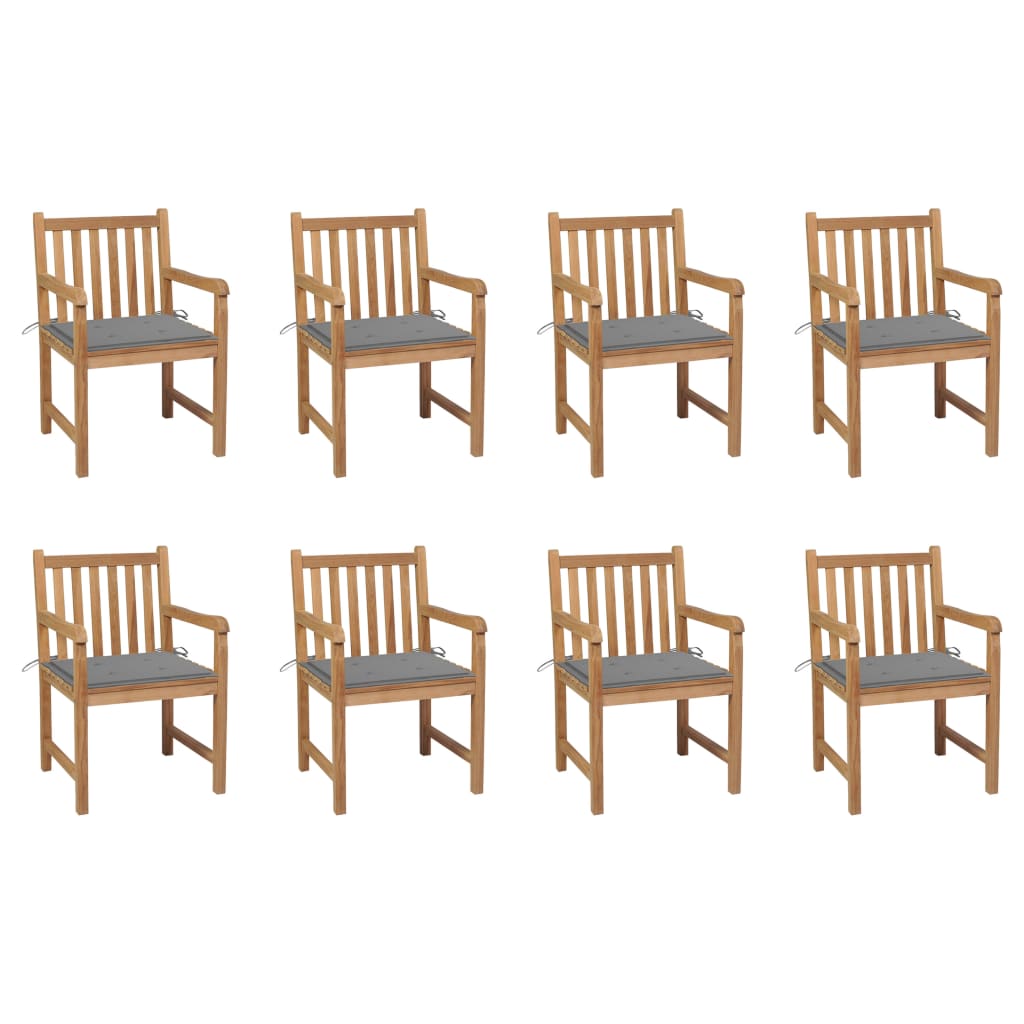 Tuinstoelen Met Grijze Kussens Massief Teakhout 8 Grijs