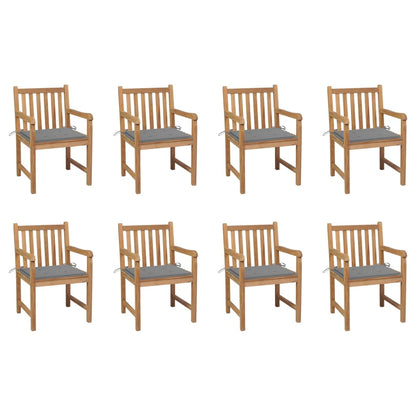 Tuinstoelen Met Grijze Kussens Massief Teakhout 8 Grijs