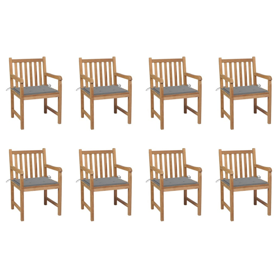Tuinstoelen Met Grijze Kussens Massief Teakhout 8 Grijs