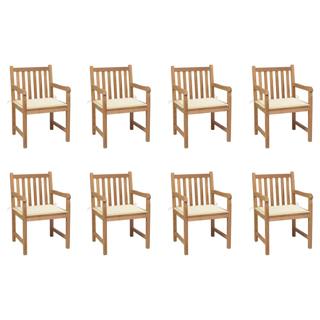 Tuinstoelen Met Kleurige Kussens Massief Teakhout 8 Crème