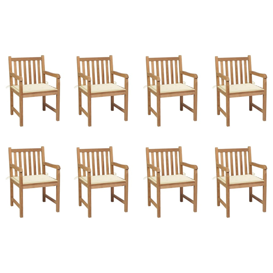 Tuinstoelen Met Kleurige Kussens Massief Teakhout 8 Crème