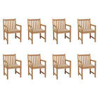 Garden chairs 8 pcs with beige cushions solid teak