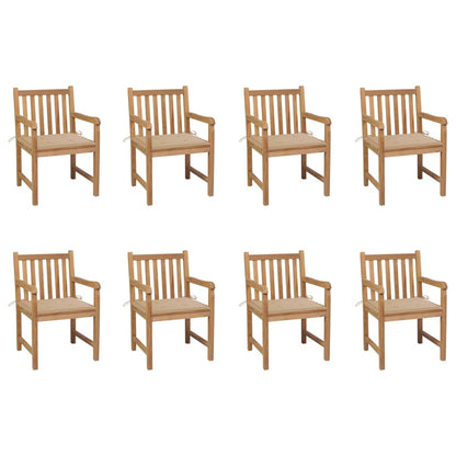 Tuinstoelen 8 St Met Beige Kussens Massief Teakhout 1