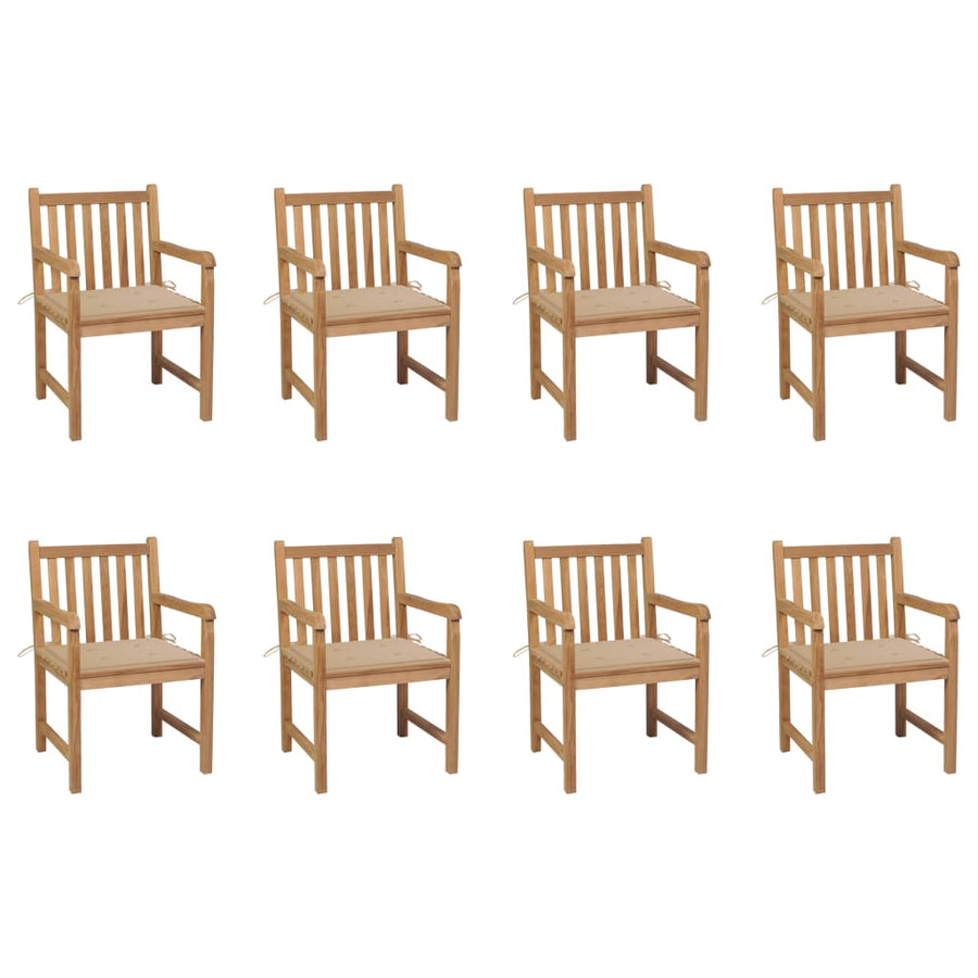 Tuinstoelen 8 St Met Beige Kussens Massief Teakhout 1