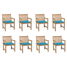 Tuinstoelen Met E Kussens Massief Teakhout 8 Blauw