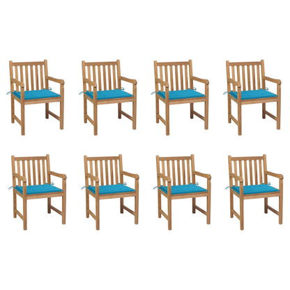 Tuinstoelen Met E Kussens Massief Teakhout 8 Blauw