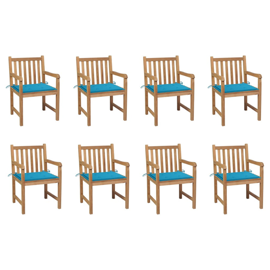 Tuinstoelen Met E Kussens Massief Teakhout 8 Blauw