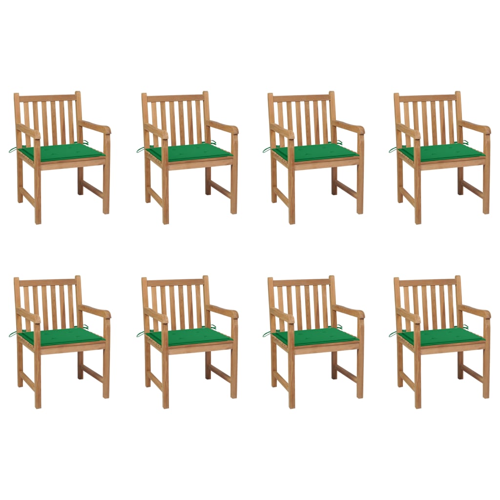 Tuinstoelen Met E Kussens Massief Teakhout 8 Groen