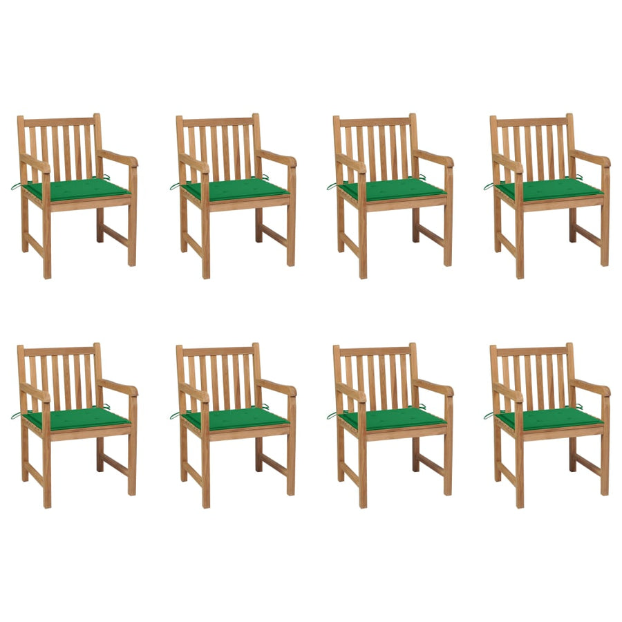 Tuinstoelen Met E Kussens Massief Teakhout 8 Groen