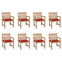 Tuinstoelen 8 St Met Rode Kussens Massief Teakhout Rood