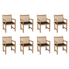 8 garden chairs with black cushions solid teak wood