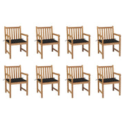 Tuinstoelen 8 st massief teakhout zwart