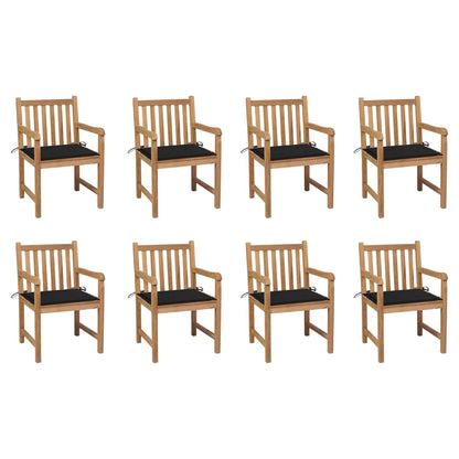 Tuinstoelen 8 St Met Zwarte Kussens Massief Teakhout