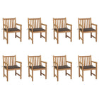 Garden chairs 8 pcs with taupe cushions solid teak