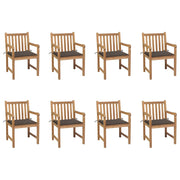 Tuinstoelen 8 st massief teakhout met taupe kussens