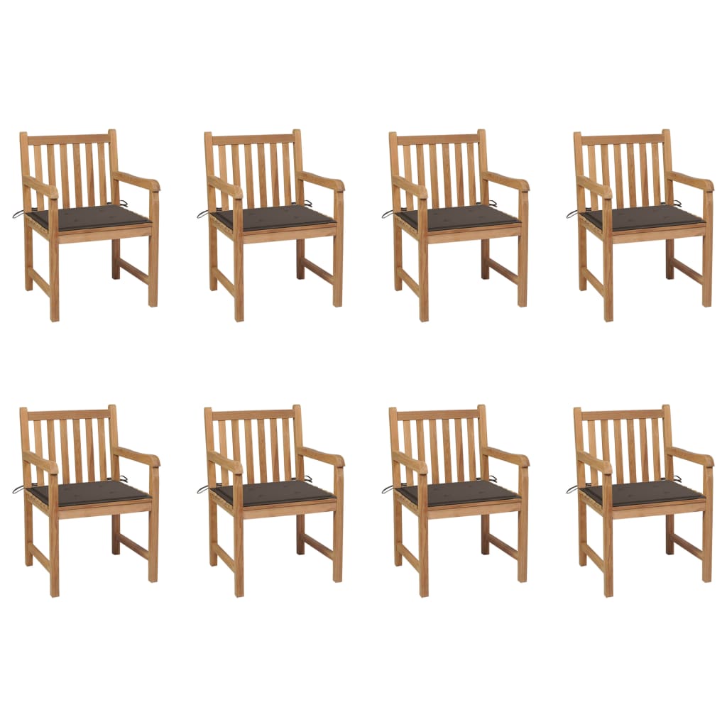 Tuinstoelen 8 St Met Taupe Kussens Massief Teakhout