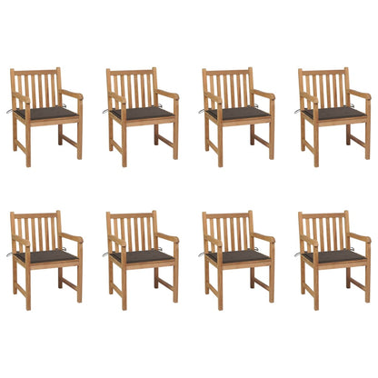 Tuinstoelen 8 St Met Taupe Kussens Massief Teakhout