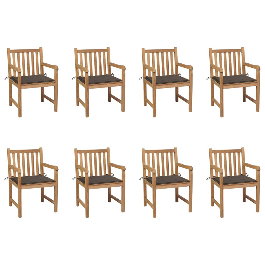 Tuinstoelen 8 St Met Taupe Kussens Massief Teakhout