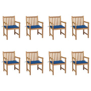Tuinstoelen 8 st massief teakhout koningsblauw