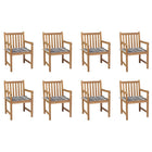 Tuinstoelen 8 st massief teakhout met kussens