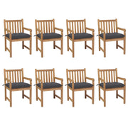 Garden chairs 8 pcs with anthracite-colored cushions solid teak