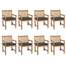 Tuinstoelen 8 St Met Antracietkleurige Kussens Massief Teakhout
