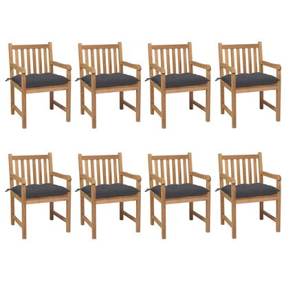 Tuinstoelen 8 St Met Antracietkleurige Kussens Massief Teakhout