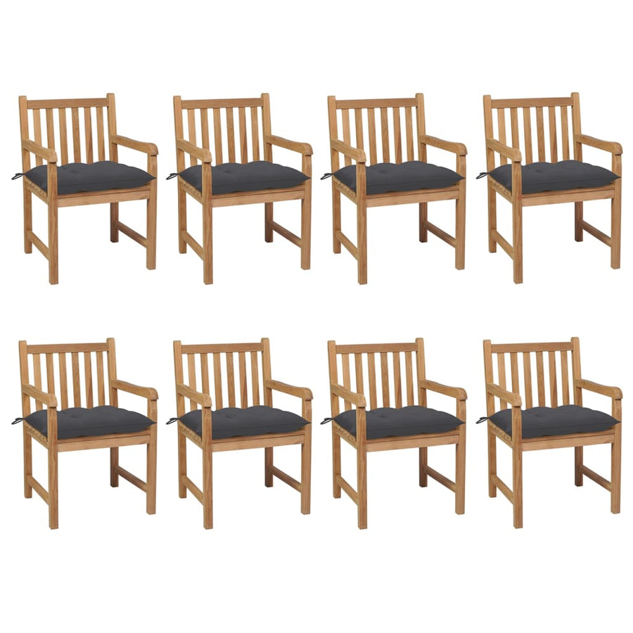 Tuinstoelen 8 St Met Antracietkleurige Kussens Massief Teakhout