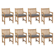 Tuinstoelen 8 St Met Grijze Kussens Massief Teakhout Grijs