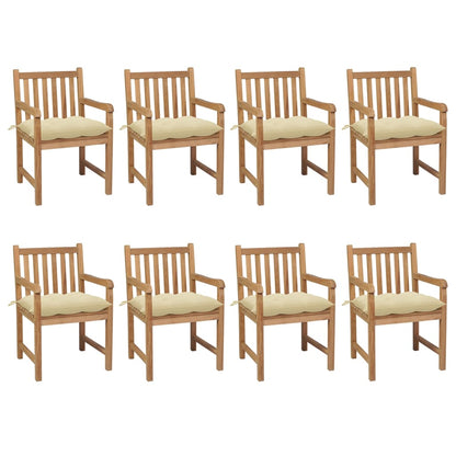 Tuinstoelen Met Witte Kussens Massief Teakhout 8 Crème