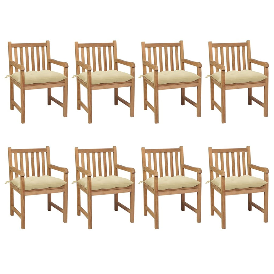 Tuinstoelen Met Witte Kussens Massief Teakhout 8 Crème