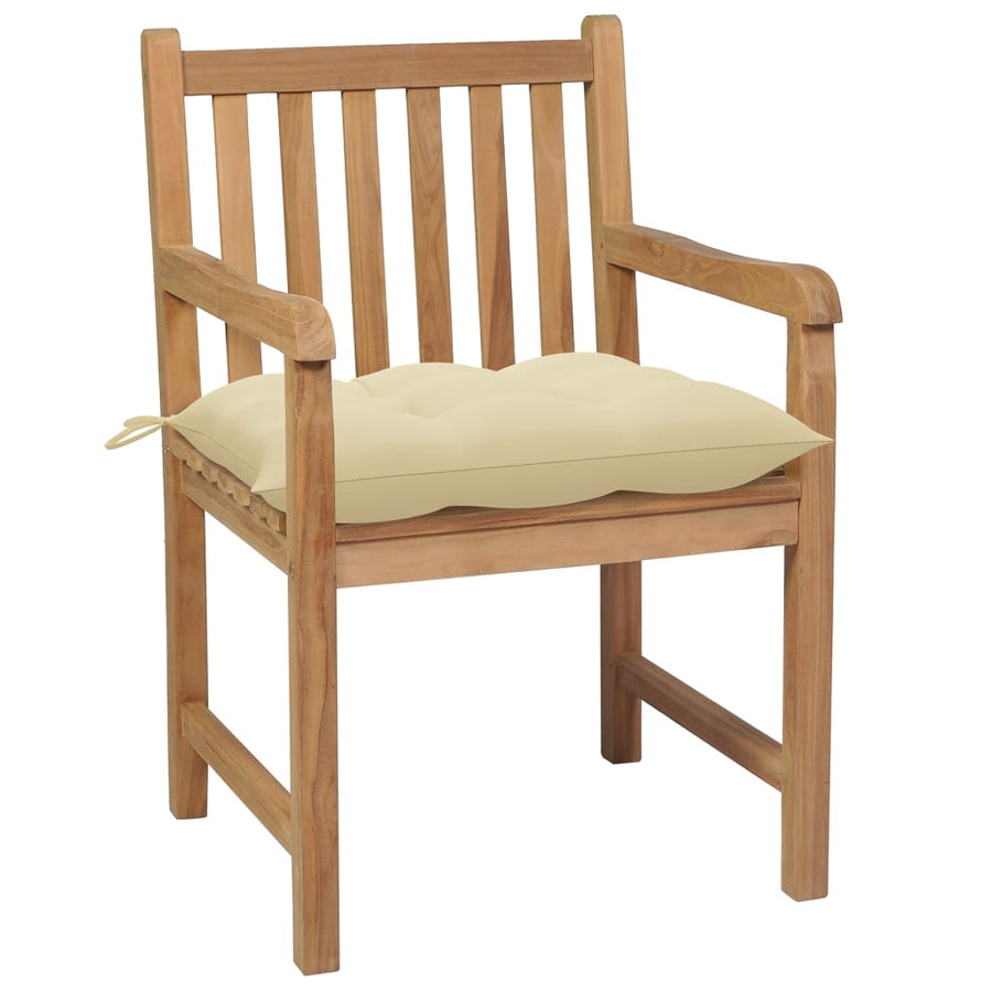 Tuinstoelen Met Witte Kussens Massief Teakhout 8 Crème